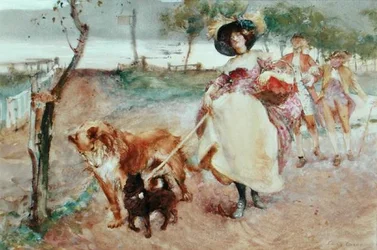 A Vigorous Outing (akvarell og gouache over blyant på papir)