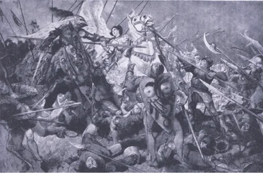 Capture of the Maid before Compiegne, fra Cassells History of the British People utgitt av Waverley Book Company Limited, ca. 1940