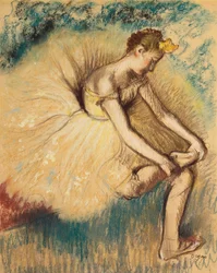 En danser tar på seg skoen; Danser Tiing her Shoe, 1896