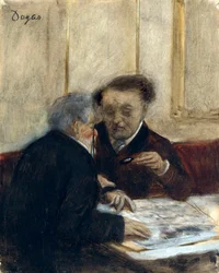 ""At the Cafe Chateaudun"" Maleri av Edgar Degas (1834-1917) ca. 1870 Dim 23,7x19 cm London National Gallery