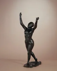 Danser beveger seg fremover, armene hevet, ca. 1882-1898 kastet ca. 1919-1931.