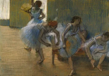 Dansere på en benk, ca. 1898 (pastell på papir)