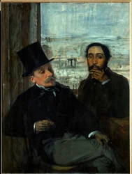 Edgar Degas og vennen hans Évariste de Valernes, fransk maler (olje på lerret)