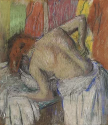 Kvinne som tørker ryggen, ca. 1895.