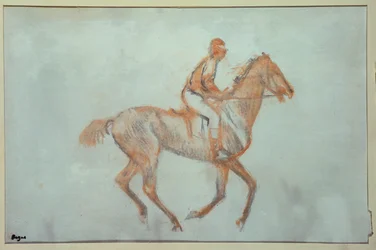 Jockey på galopp, ca. 1881