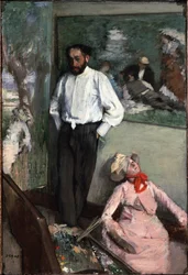 The Man and the Pantin eller Portrait of Henri Michel Levy in his atelier 1879. Maleri av Edgar Degas (1834-1917). Calouste Gulbenkian-museet, Lisboa, Portugal