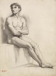 Sittende mann, aktstudie, 1858