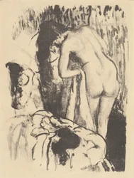 Naken kvinne som står, tørker seg (Femme nue debout, a sa toilette), ca. 1890