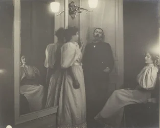 Portrett i speilet av Henry Lerolle og hans to døtre, Yvonne og Christine