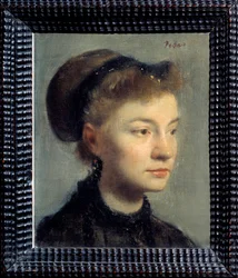 Portrett av en ung kvinne, maleri av Edgar Degas (1834-1917). 1867. Dim. 0,27x0,22 m. Paris, Musee d