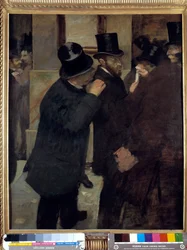 Portretter på børsen eller "" A la Bourse": representasjon av Ernest May (1845-1925), finansmann og samler. Maleri av Edgar Degas (1834-1917). 1878-1879. Mål: 1,00 x 0,82 m. Paris, Musee d