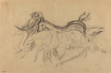 Racehorses (studie for "Scene from the Steeplechase: The Fallen Jockey")