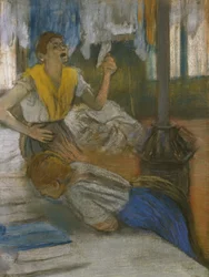Lese et brev (pastell på papir)
