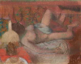 Liggende naken kvinne, ca. 1888–90 (pastell over monotypi på papir)