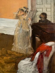 Sangrepetisjonen (detalj). Omkring 1869. Olje på lerret.