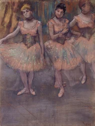 Tre dansere før trening, ca. 1880
