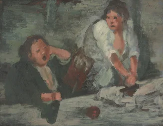 Vask kvinner (olje på panel)