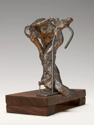 Kvinne som vasker venstre ben, ca. 1890-tallet.