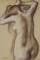 Ung naken kvinne som grer håret, ca. 1889–90 (pastell på papir)