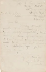 Brev til en aviskonkurranseredaktør, 1. november 1917