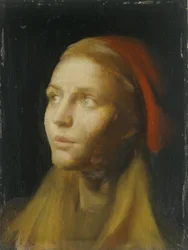 Studie av et jentehode (olje på lerret)