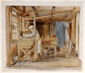 Block Printing at Jeffrey and Co., Liverpool Road, Islington, London, ca. 1880 (akvarell på papir)