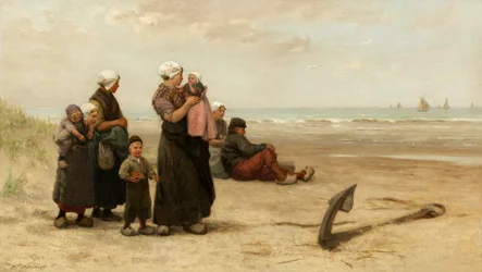 Ser etter skipenes retur på stranden ved Katwijk