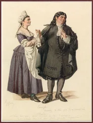 Portrett av Dorine og Tartuffe, ca. 1870 (akvarell)