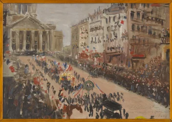 Begravelsen til Victor Hugo, prosesjonen på rue Soufflot, i 1885 (olje på lerret)
