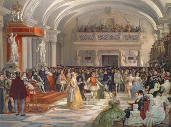 Bryllupet mellom Henrik av Bourbon, konge av Navarra, og Margrete av Valois i nærvær av Katarina de
