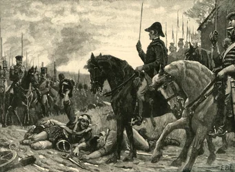 Møte mellom Wellington og Blucher etter slaget ved Waterloo, 1815 c1890.