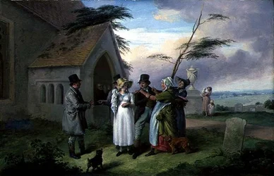 The Interrupted Wedding (olje på panel)