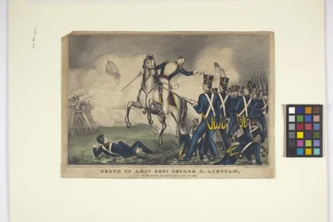 Death Of Adjt. Genl. George S. Lincoln (håndfarget litografi)