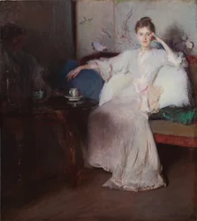 Arrangement i rosa og grått (ettermiddagste)