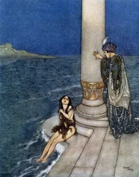 Den lille havfruen - i «Contes» av Hans Christian Andersen, ill. av Edmund (Edmond) Dulac (1882–1953), red. Piazza, Paris