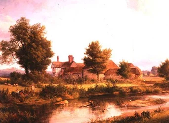 Utsikt over Unstead House, nær Bramley
