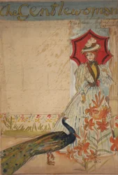 The Gentlewoman, (rekto); Support Home Industries (verso), rundt 1905 (gouache over blyant på kort)