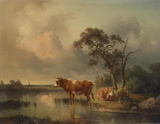 Edmund Mahlknecht hviler kyr ved dammen 1854