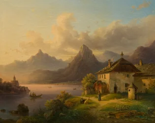 Landskap med fjellvann