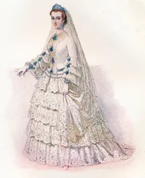 Keiserinne Eugénie i brudekjolen sin, 1853, 1902