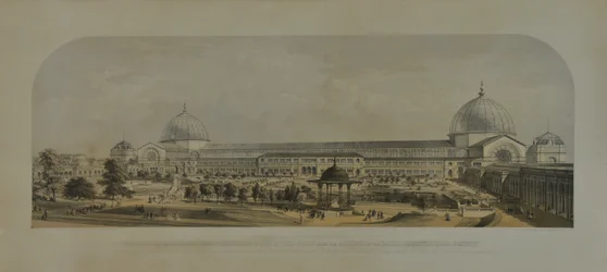 Den internasjonale utstillingen i 1862, nordfasaden sett fra hagene til Royal Horticultural Society, 1862