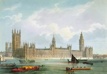 The New Houses of Parliament, gravert av Thomas Picken utgitt av Lloyd Bros. und Co., 1852