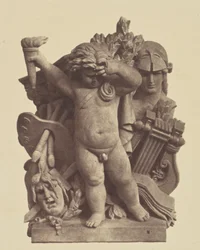 [quot;Fine Artsquot;, Skulptur av Nicolas Guillemin, utsmykning av Louvre, Paris]