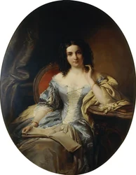 Portrett av en sittende dame i en blå og hvit kjole; Portrett av en sittende dame i en blå og hvit kjole, 1853