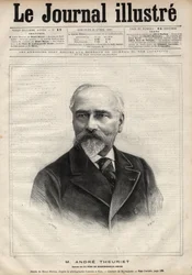 Portrett av Andre Theuriet (1833-1907), fransk romanforfatter, poet og akademiker - Gravering av Navellier i "Le journal illustrious"" fra 1891