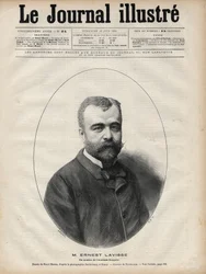 Portrett av Ernest Lavisse (1842-1922), fransk historiker og akademiker - Gravering av Navellier i "Le journal illustrious"" fra 1892