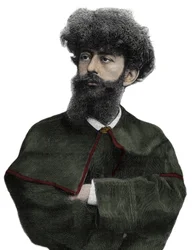 Sar Merodack Josephin Peladan, pseudonym til Josephin Peladan (1858-1918) fransk forfatter og okkultist - Gravering av Navellier i "The Illustrous Journal" fra 1892