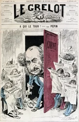 (Tegneserie om avissensur) - av Pépin, i "" Le Grelot"" av 18.02.1877