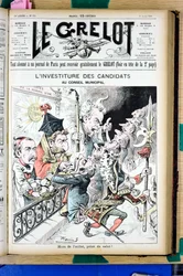 Omslag til ""Le Grelot"", nummer 992, satirisk i svart-hvitt