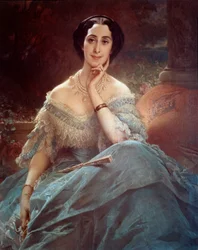 Portrett av grevinne Hallez Claparede, æresdame av imponen Eugenie (1826-1920) Maleri av Edouard Louis Dubufe (1820-1883)